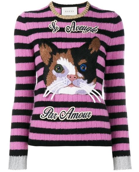 cat gucci sweater|Gucci piglet sweater.